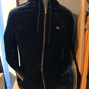 Aviator nation blue velour hoodie